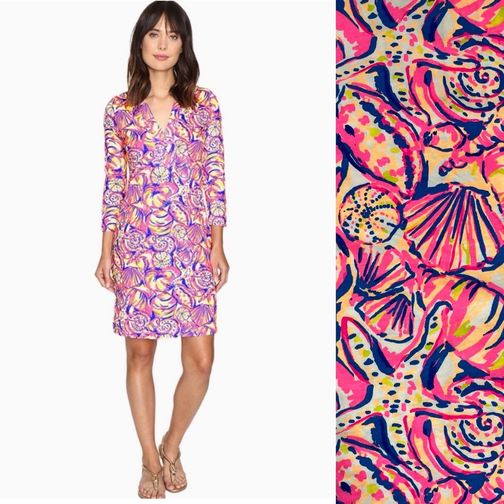 🌺 Lilly Pulitzer Riva Dress | Multi Shell Of A Time | Women’s Size M - EUC